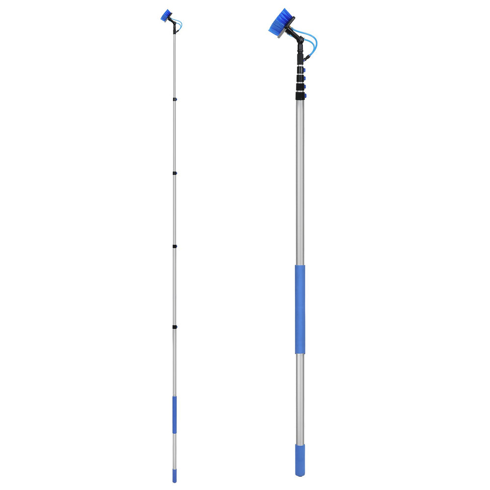 VEVOR Water Fed Pole Kit, 9m Solar Panel Cleaning Pole with Extendable Handle, 180° Rotatable Brush Head & 20m Hose, Household & Outdoor Window Cleaner Tool for Caravan Solar Panel Deck