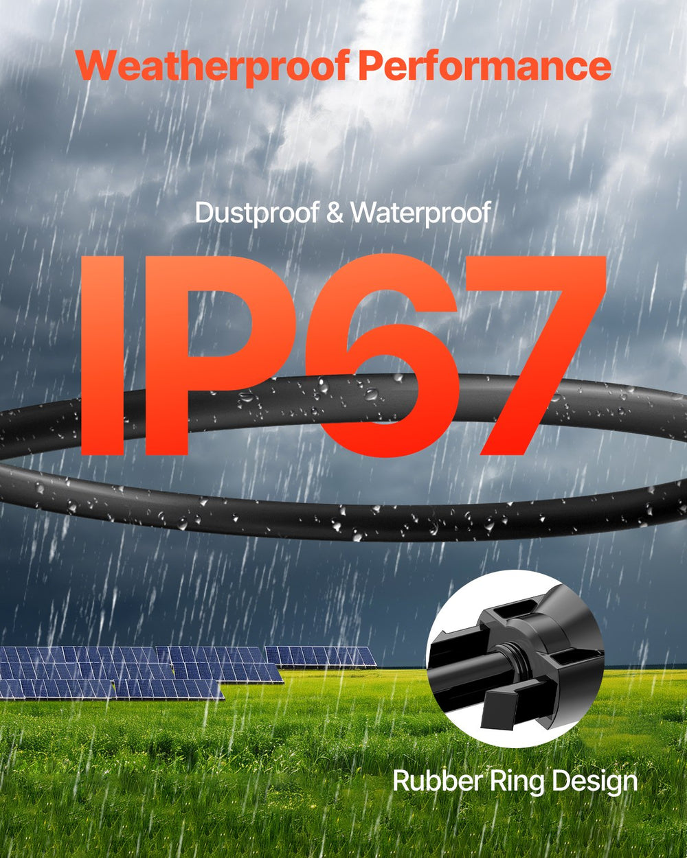 VEVOR 6.1m/20FT Solar Panel Extension Wire with Female & Male Connectors 10AWG/6 mm² 1 Pair