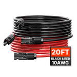 VEVOR 6.1m/20FT Solar Panel Extension Wire with Female & Male Connectors 10AWG/6 mm² 1 Pair