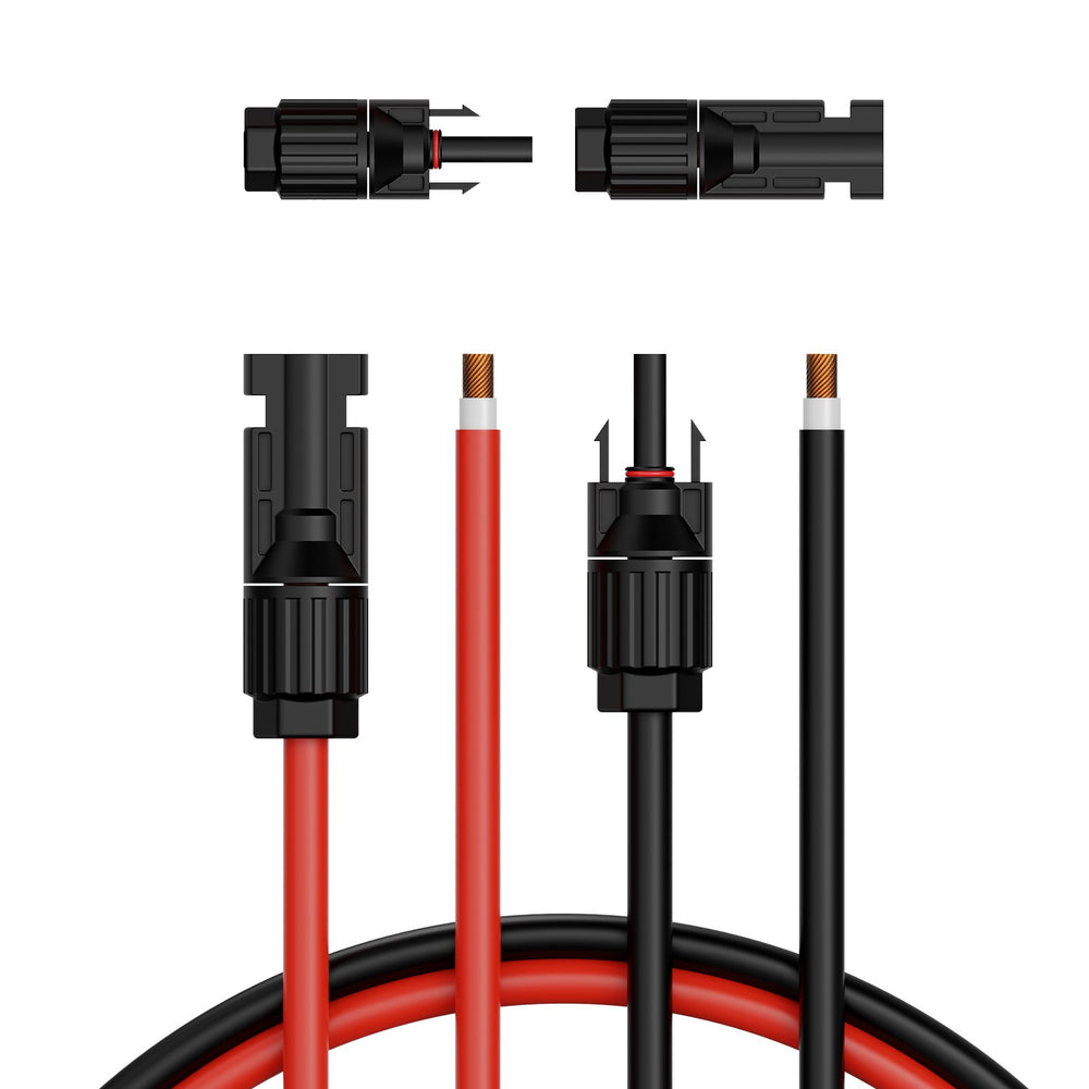VEVOR 6.1m/20FT Solar Panel Extension Wire with Female & Male Connectors 10AWG/6 mm² 1 Pair