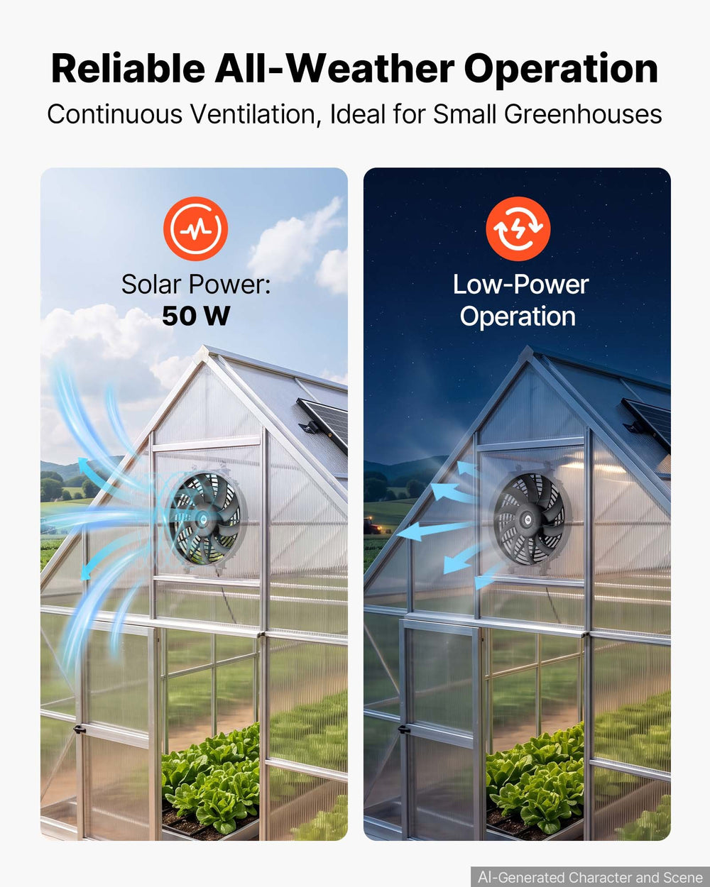VEVOR Gable Mount Fan, 30.5 cm Solar-Powered Attic Vent Exhaust Fan Black, 1300 CFM Cooling & Ventilation for Roof, Greenhouse, Garage, Shop, with Thermostat & Mounting Brackets, Lightweight PP