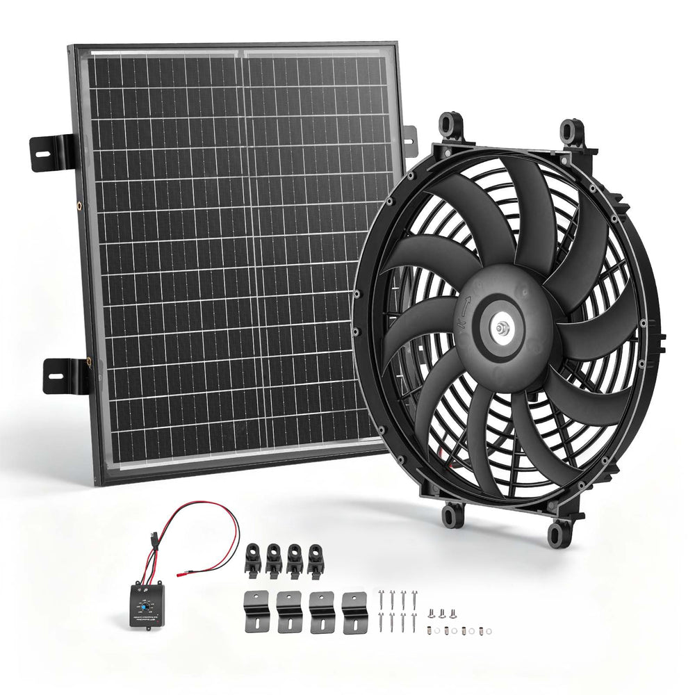 VEVOR Gable Mount Fan, 30.5 cm Solar-Powered Attic Vent Exhaust Fan Black, 1300 CFM Cooling & Ventilation for Roof, Greenhouse, Garage, Shop, with Thermostat & Mounting Brackets, Lightweight PP