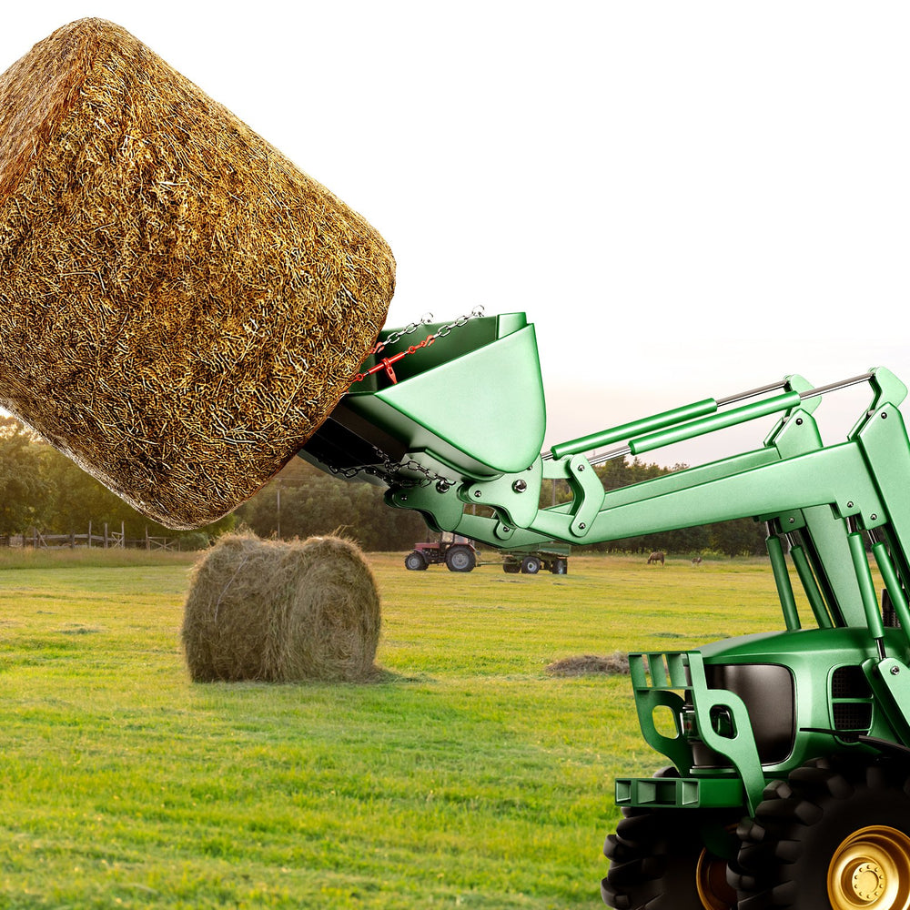 VEVOR 49" Hay Spear, Bale Spears 3000lbs Loading Capacity, Skid Steer Loader Tractor Bucket Attachment with 2pcs 17.5" Stabilizer Spears and 60" Chain, Quick Attach Spike Forks