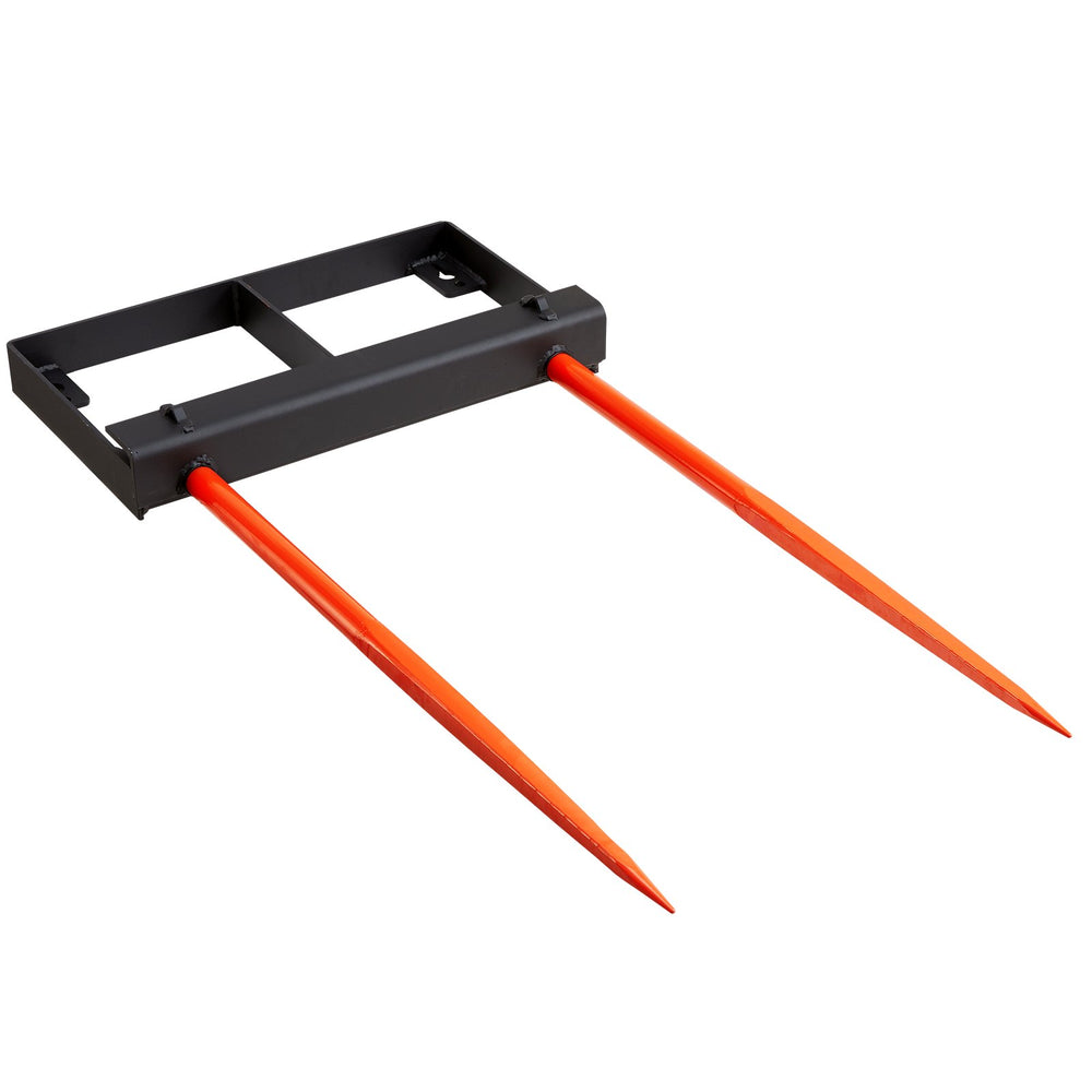 VEVOR 49" Hay Spear, Bale Spears 3000lbs Loading Capacity, Skid Steer Loader Tractor Bucket Attachment with 2pcs 17.5" Stabilizer Spears and 60" Chain, Quick Attach Spike Forks