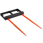 VEVOR 49" Hay Spear, Bale Spears 3000lbs Loading Capacity, Skid Steer Loader Tractor Bucket Attachment with 2pcs 17.5" Stabilizer Spears and 60" Chain, Quick Attach Spike Forks