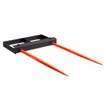 VEVOR 49" Hay Spear, Bale Spears 3000lbs Loading Capacity, Skid Steer Loader Tractor Bucket Attachment with 2pcs 17.5" Stabilizer Spears and 60" Chain, Quick Attach Spike Forks