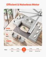 VEVOR 244 cm Ceiling Fan No Light, 6-Speed Remote Control, Aluminum 8-Blade, Reversible DC Motor, Modern Low Profile Flush Mount Fan for Bedroom, Living Room, Patio, Indoor/Outdoor, Brushed Nickel