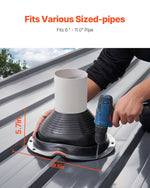 VEVOR 2 Pcs Roof Pipe Flashing Boots, Fit Pipe OD 6" to 11", Flexible EDPM Roofing Jack Pipe Flashing, High Temp -67℉ to 212℉, Endurable Round Metal Base, for Chimney, Wood Stove & Outdoor Vent Pipes