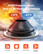 VEVOR 2 Pcs Roof Pipe Flashing Boots, Fit Pipe OD 6" to 11", Flexible EDPM Roofing Jack Pipe Flashing, High Temp -67℉ to 212℉, Endurable Round Metal Base, for Chimney, Wood Stove & Outdoor Vent Pipes