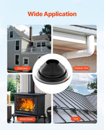 VEVOR 2 Pcs Roof Pipe Flashing Boots, Fit Pipe OD 6" to 11", Flexible EDPM Roofing Jack Pipe Flashing, High Temp -67℉ to 212℉, Endurable Round Metal Base, for Chimney, Wood Stove & Outdoor Vent Pipes