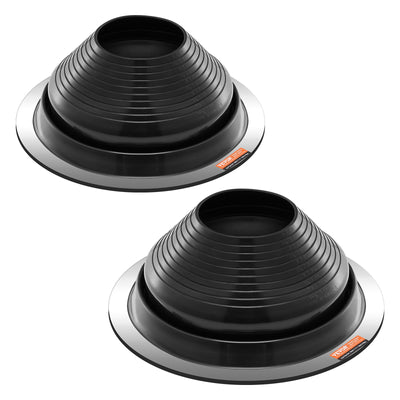 VEVOR 2 Pcs Roof Pipe Flashing Boots, Fit Pipe OD 6" to 11", Flexible EDPM Roofing Jack Pipe Flashing, High Temp -67℉ to 212℉, Endurable Round Metal Base, for Chimney, Wood Stove & Outdoor Vent Pipes