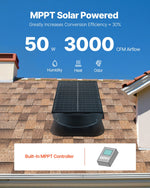 VEVOR Roof Attic Exhaust Fan, 50W Smart Solar Roof Ventilation Fan with Thermostat, Remote Control, 3000 CFM Airflow Built-in Smoke Sensor with Auto Stop for Cooling and Dehumidification