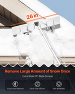 VEVOR Snow Roof Rake, 66 cm Aluminum Blade, 2.3-6 m Adjustable Roof Snow Scraper with Wheels, Anti-Slip Handle Snows Removal Tool, Lightweight House Rooftop Rake for Leaves Debris Removal