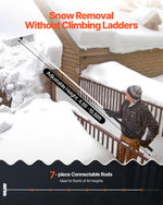 VEVOR Snow Roof Rake, 66 cm Aluminum Blade, 2.3-6 m Adjustable Roof Snow Scraper with Wheels, Anti-Slip Handle Snows Removal Tool, Lightweight House Rooftop Rake for Leaves Debris Removal