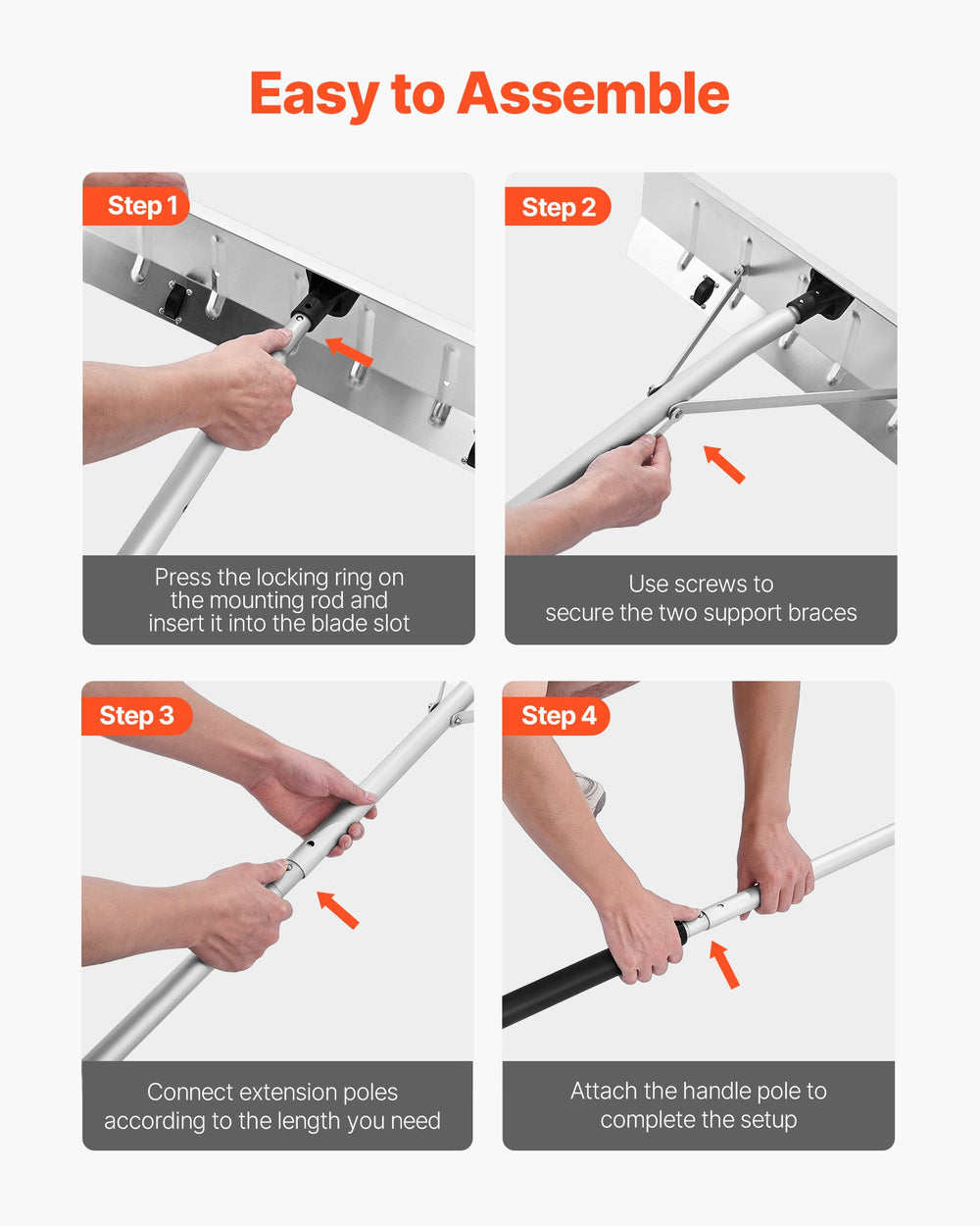 VEVOR Snow Roof Rake, 66 cm Aluminum Blade, 2.3-6 m Adjustable Roof Snow Scraper with Wheels, Anti-Slip Handle Snows Removal Tool, Lightweight House Rooftop Rake for Leaves Debris Removal