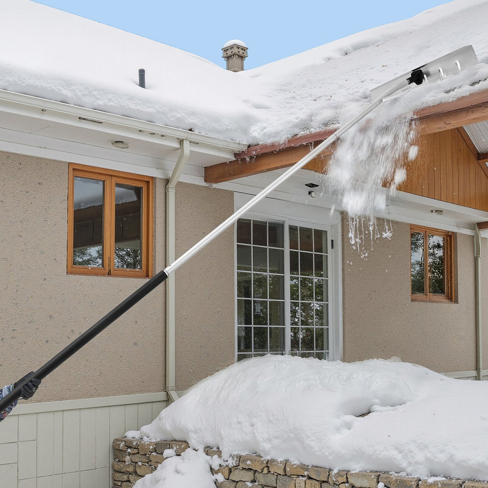 VEVOR Snow Roof Rake, 66 cm Aluminum Blade, 2.3-6 m Adjustable Roof Snow Scraper with Wheels, Anti-Slip Handle Snows Removal Tool, Lightweight House Rooftop Rake for Leaves Debris Removal