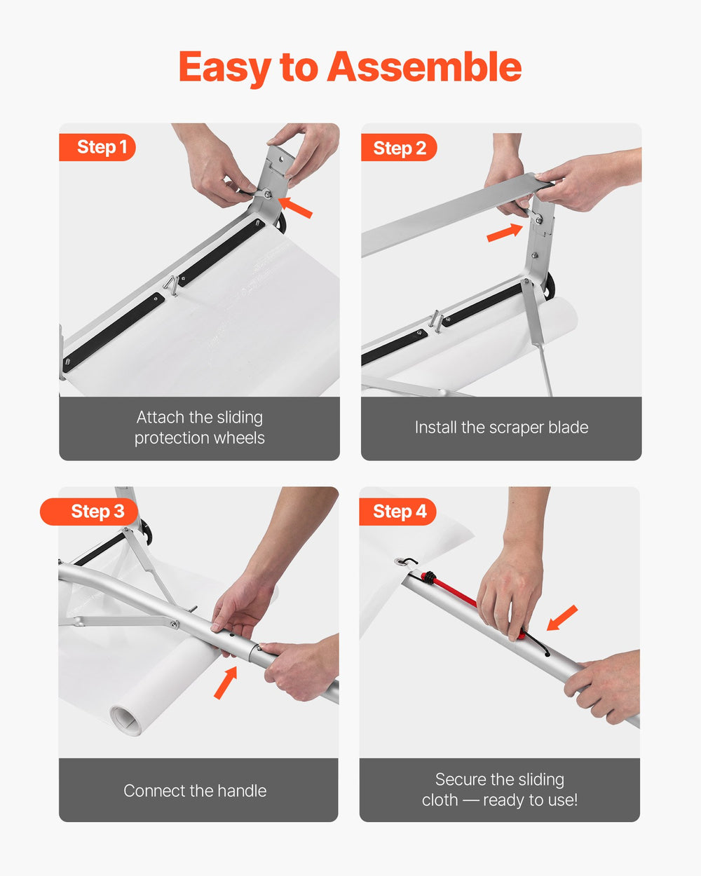 VEVOR Snow Roof Rake, 22 cm Aluminum Blade, 1.58-9.13 m Adjustable Roof Snow Scraper with Wheels & Slide, , Lightweight Snows Removal Tool for House Rooftop Leaves Debris Clearing