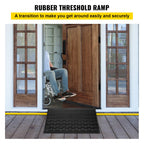 VEVOR Rubber Threshold Ramp, 6.5 cm Rise Threshold Ramp Doorway, 3 Channels Cord Cover Rubber Solid Threshold Ramp, Rubber Angled Entry Rated 1000 kg Load Capacity for Wheelchair and Scooter