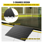 VEVOR Rubber Threshold Ramp, 6.5 cm Rise Threshold Ramp Doorway, 3 Channels Cord Cover Rubber Solid Threshold Ramp, Rubber Angled Entry Rated 1000 kg Load Capacity for Wheelchair and Scooter