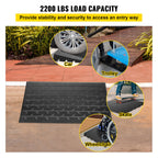 VEVOR Rubber Threshold Ramp, 6.5 cm Rise Threshold Ramp Doorway, 3 Channels Cord Cover Rubber Solid Threshold Ramp, Rubber Angled Entry Rated 1000 kg Load Capacity for Wheelchair and Scooter