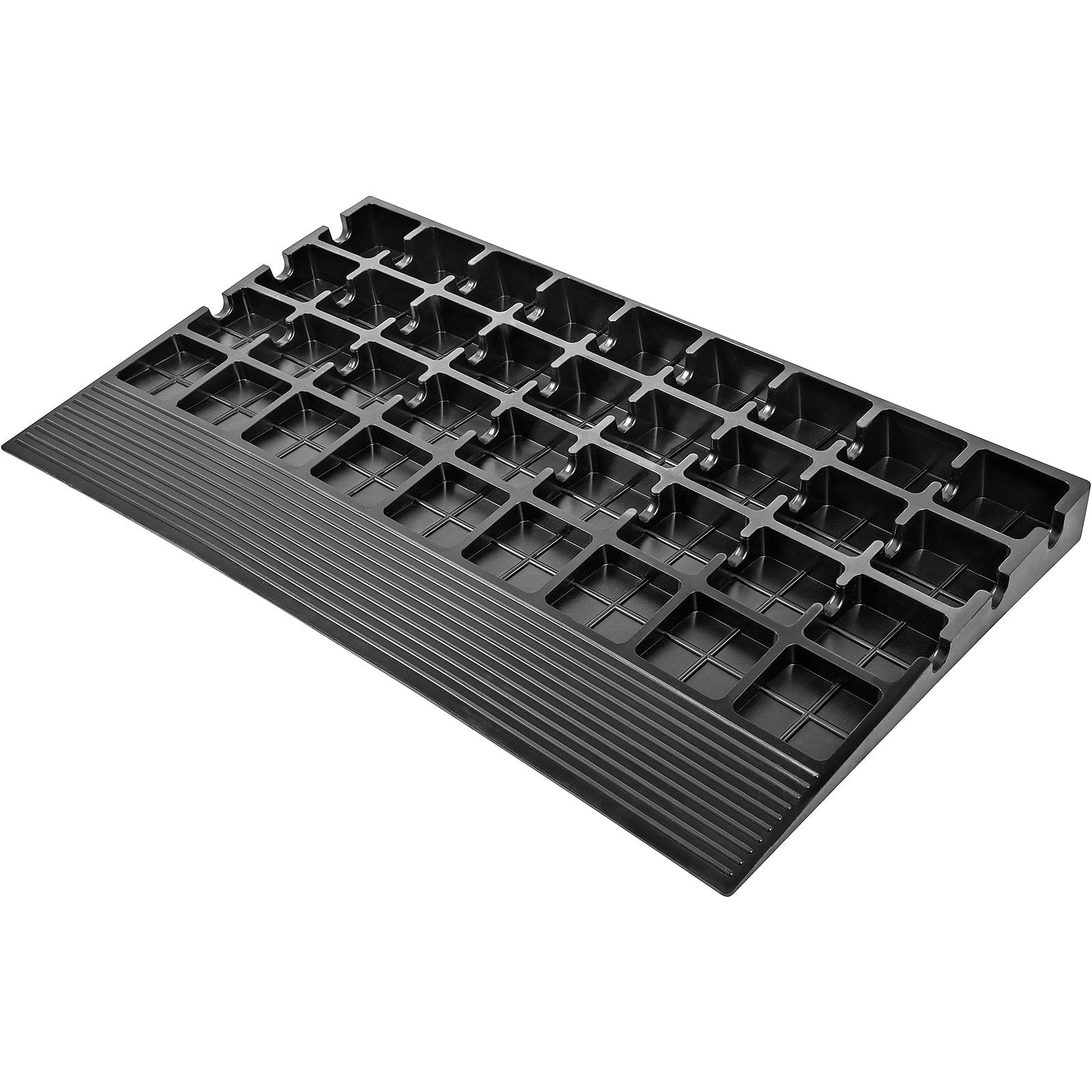 VEVOR Rubber Threshold Ramp, 6.5 cm Rise Threshold Ramp Doorway, 3 Channels Cord Cover Rubber Solid Threshold Ramp, Rubber Angled Entry Rated 1000 kg Load Capacity for Wheelchair and Scooter