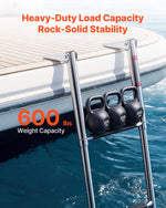 VEVOR Boat Ladder, 3 Steps, Stainless Steel Telescoping Folding Swim Deck Ladder for Rear Entry Inboard, Heavy Duty 272.16 kg Capacity with Wide Anti-Slip Steps, for Outboards, Yacht, Pontoon Boats