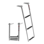 VEVOR Boat Ladder, 3 Steps, Stainless Steel Telescoping Folding Swim Deck Ladder for Rear Entry Inboard, Heavy Duty 272.16 kg Capacity with Wide Anti-Slip Steps, for Outboards, Yacht, Pontoon Boats