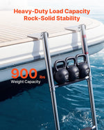 VEVOR Boat Ladder, 4 Steps, Stainless Steel Telescoping Folding Swim Deck Ladder for Rear Entry Inboard, Heavy Duty 408.23 kg Capacity with Wide Anti-Slip Steps, for Outboards, Yacht, Pontoon Boats