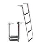 VEVOR Boat Ladder, 4 Steps, Stainless Steel Telescoping Folding Swim Deck Ladder for Rear Entry Inboard, Heavy Duty 408.23 kg Capacity with Wide Anti-Slip Steps, for Outboards, Yacht, Pontoon Boats