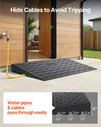 VEVOR Rubber Threshold Ramp, 4" Rise Threshold Ramp Doorway, 3 Channels Cord Cover Rubber Solid Threshold Ramp, Rubber Angled Entry Rated 2200 Lbs Load Capacity for Wheelchair and Scooter