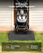 VEVOR Rubber Threshold Ramp, 4" Rise Threshold Ramp Doorway, 3 Channels Cord Cover Rubber Solid Threshold Ramp, Rubber Angled Entry Rated 2200 Lbs Load Capacity for Wheelchair and Scooter