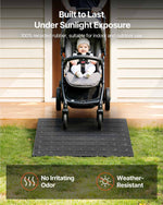 VEVOR Rubber Threshold Ramp, 4" Rise Threshold Ramp Doorway, 3 Channels Cord Cover Rubber Solid Threshold Ramp, Rubber Angled Entry Rated 2200 Lbs Load Capacity for Wheelchair and Scooter