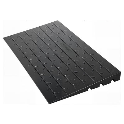 VEVOR Rubber Threshold Ramp, 4" Rise Threshold Ramp Doorway, 3 Channels Cord Cover Rubber Solid Threshold Ramp, Rubber Angled Entry Rated 2200 Lbs Load Capacity for Wheelchair and Scooter