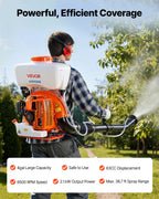 VEVOR Backpack Fogger Sprayer, 63CC 3HP Engine, Gas Powered Fogger Sprayer with 16L Tank, Powder and Liquid Mister Duster System for Effective Fleas Ticks Critters Control, Gardening & Farming