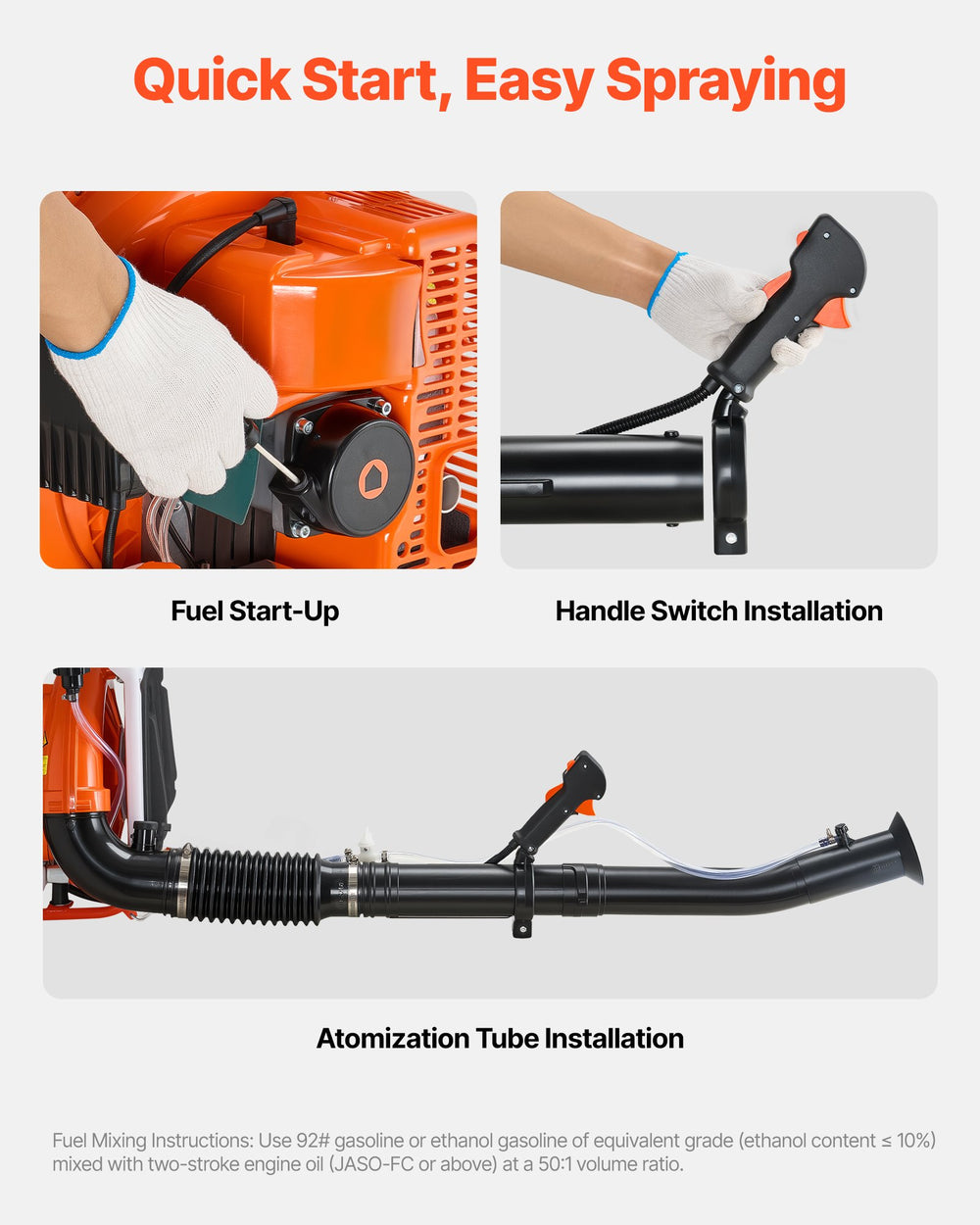 VEVOR Backpack Fogger Sprayer, 63CC 3HP Engine, Gas Powered Fogger Sprayer with 16L Tank, Powder and Liquid Mister Duster System for Effective Fleas Ticks Critters Control, Gardening & Farming