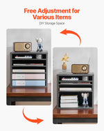 VEVOR Literature Organizer, 5 Compartments Office Mailbox with Adjustable Shelves, Wooden Mailbox Sorter Medium Density Fiberboard Office Home Classroom Storage for Files, Documents, Papers, Grey