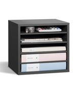 VEVOR Literature Organizer, 5 Compartments Office Mailbox with Adjustable Shelves, Wooden Mailbox Sorter Medium Density Fiberboard Office Home Classroom Storage for Files, Documents, Papers, Grey