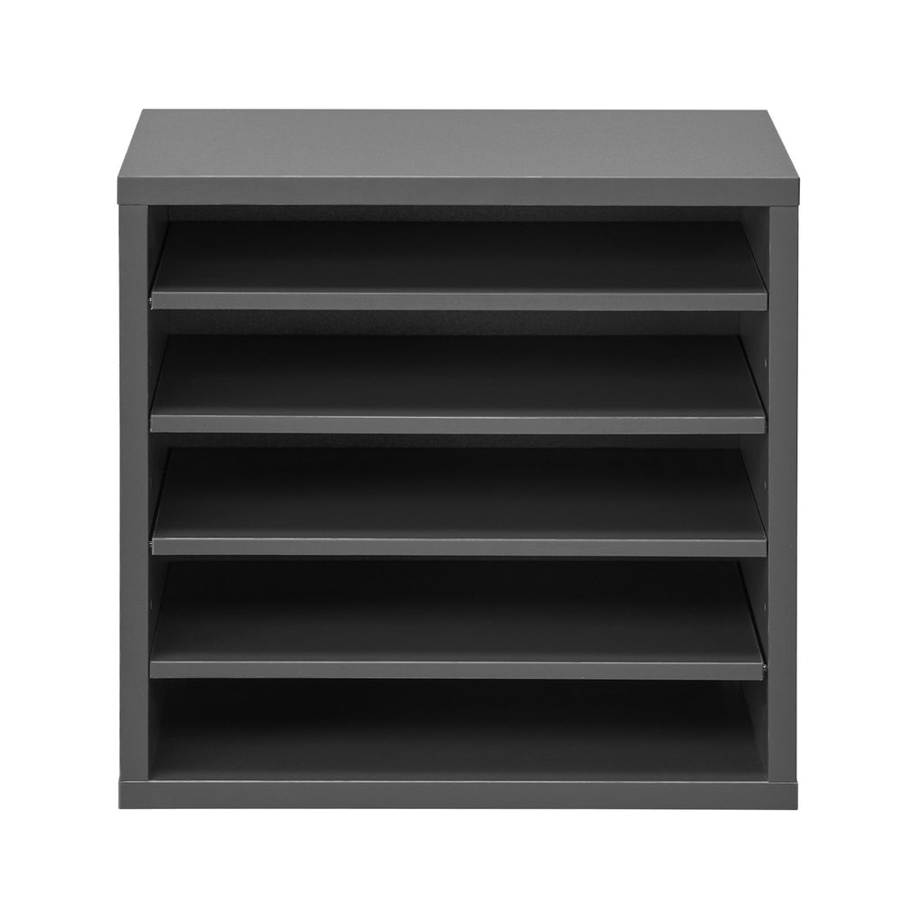 VEVOR Literature Organizer, 5 Compartments Office Mailbox with Adjustable Shelves, Wooden Mailbox Sorter Medium Density Fiberboard Office Home Classroom Storage for Files, Documents, Papers, Grey