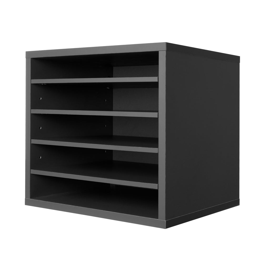 VEVOR Literature Organizer, 5 Compartments Office Mailbox with Adjustable Shelves, Wooden Mailbox Sorter Medium Density Fiberboard Office Home Classroom Storage for Files, Documents, Papers, Grey