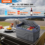 VEVOR Car Refrigerator, 12 Volt Car Refrigerator Fridge, 30 L Single Zone Portable Freezer with Built-in Light, -4℉-68℉, 12/24V DC and 100-240V AC Compressor Cooler for Outdoor, Camping, RV