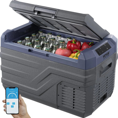VEVOR Car Refrigerator, 12 Volt Car Refrigerator Fridge, 30 L Single Zone Portable Freezer with Built-in Light, -4℉-68℉, 12/24V DC and 100-240V AC Compressor Cooler for Outdoor, Camping, RV