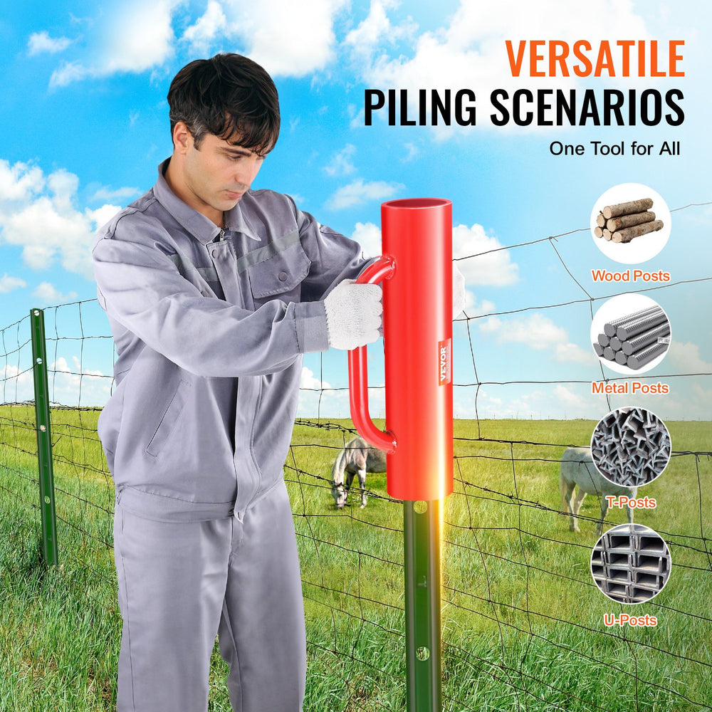 VEVOR Fence Post Driver with Handles 6.9 cm Inner Diameter T Post Pole Pounder