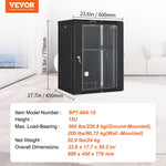 VEVOR 15U Wall Mount Network Server Rack Cabinet Enclosure 45.7cm Depth Glass Door Lock