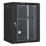 VEVOR 15U Wall Mount Network Server Rack Cabinet Enclosure 45.7cm Depth Glass Door Lock