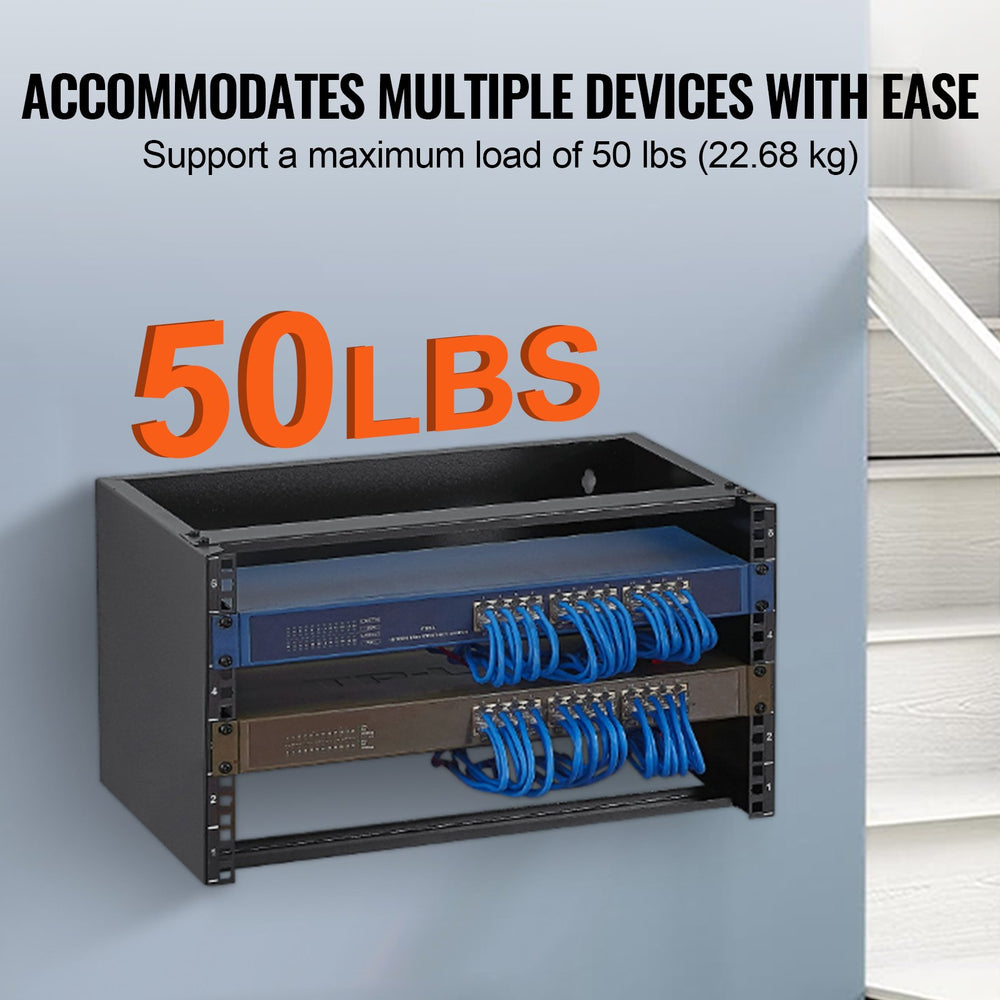 VEVOR 6U Wall Mount Network Rack 14 in/355.6 mm Depth Server Rack 50lbs/22.68kg 500x350x270mm
