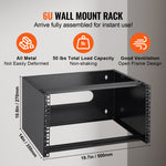 VEVOR 6U Wall Mount Network Rack 14 in/355.6 mm Depth Server Rack 50lbs/22.68kg 500x350x270mm