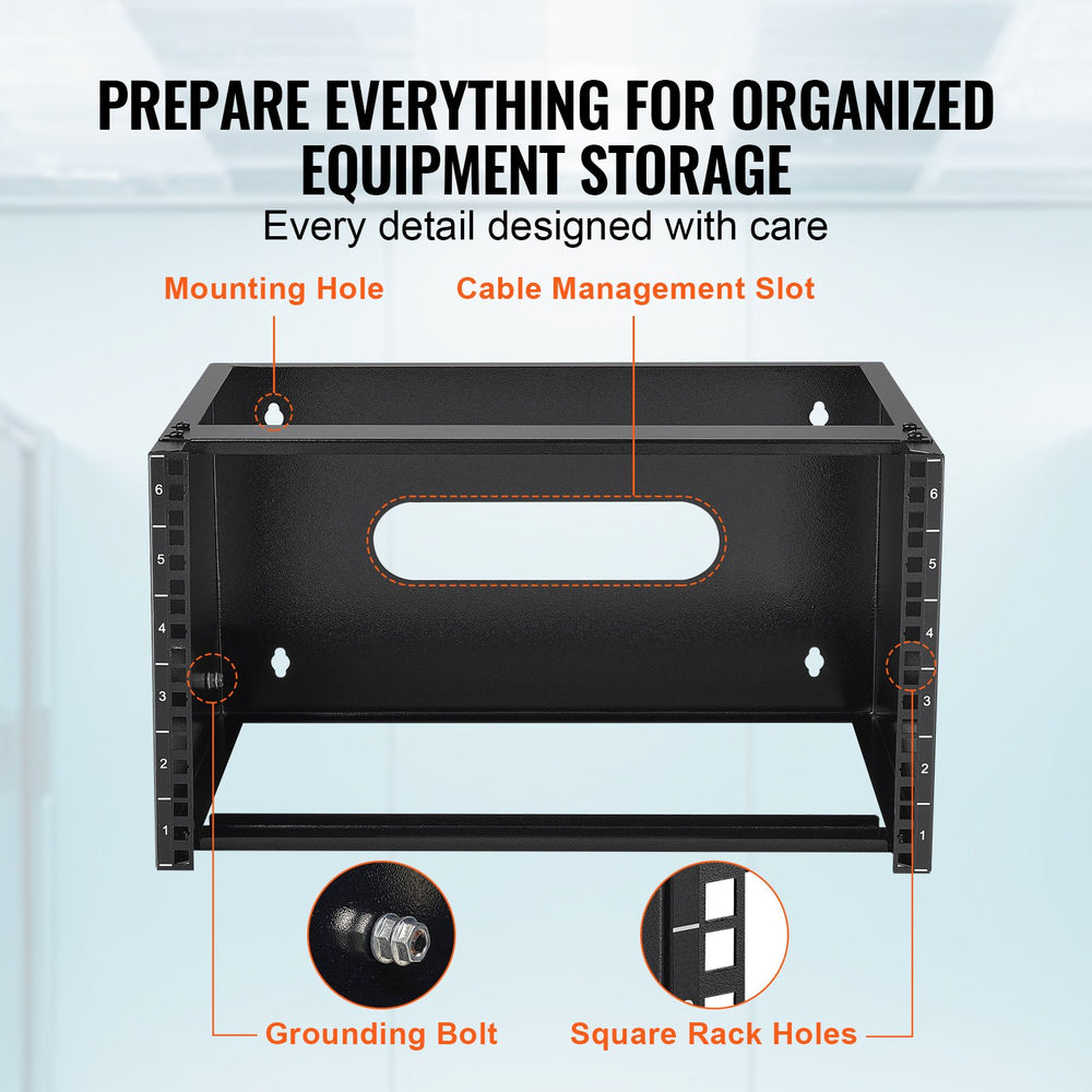 VEVOR 6U Wall Mount Network Rack 14 in/355.6 mm Depth Server Rack 50lbs/22.68kg 500x350x270mm