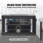 VEVOR 6U Wall Mount Network Server Cabinet, 37.6 cm Deep, Server Rack Cabinet Enclosure, 90.7 kg Max. Ground-mounted Load Capacity, with Locking Glass Door Side Panels, for IT Equipment, A/V Devices