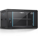 VEVOR 6U Wall Mount Network Server Cabinet, 37.6 cm Deep, Server Rack Cabinet Enclosure, 90.7 kg Max. Ground-mounted Load Capacity, with Locking Glass Door Side Panels, for IT Equipment, A/V Devices