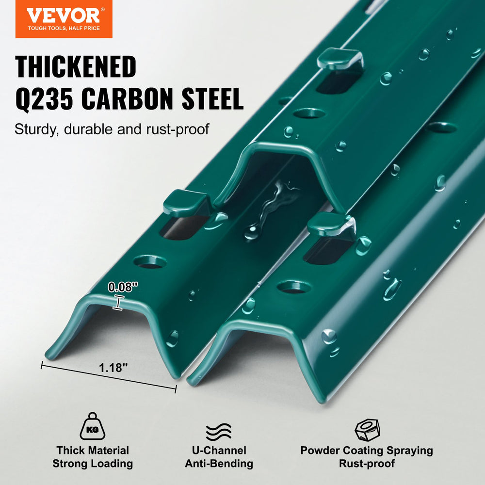 VEVOR 182.9 cm Fence Post 10 Pack Heavy Duty Metal Fence Posts Green